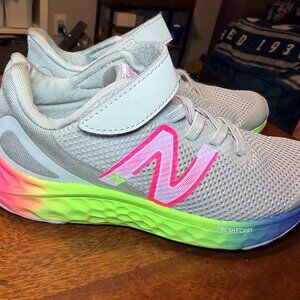 New Balance Fresh Foam Kids Running Shoes Gray Rainbow Size 13